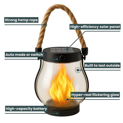 Easter Flash Sale -  Kaliiqo™ Flickering Flame Solar Lantern Outdoor Lights