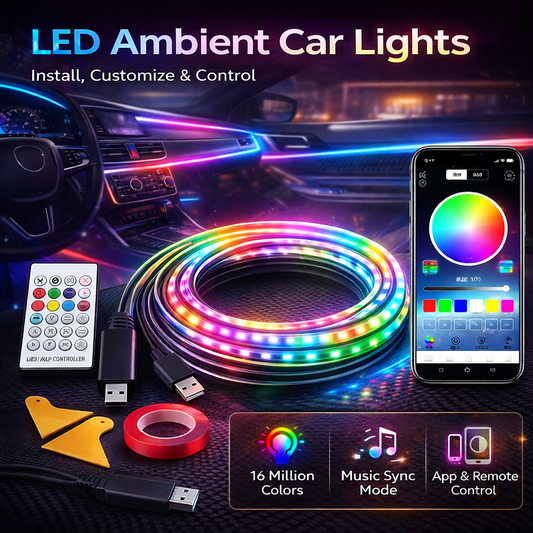 Smart RGB Car Lights with APP Control – 43.3" Acrylic Ambient Kit, Dreamcolor Flow & Universal Fit