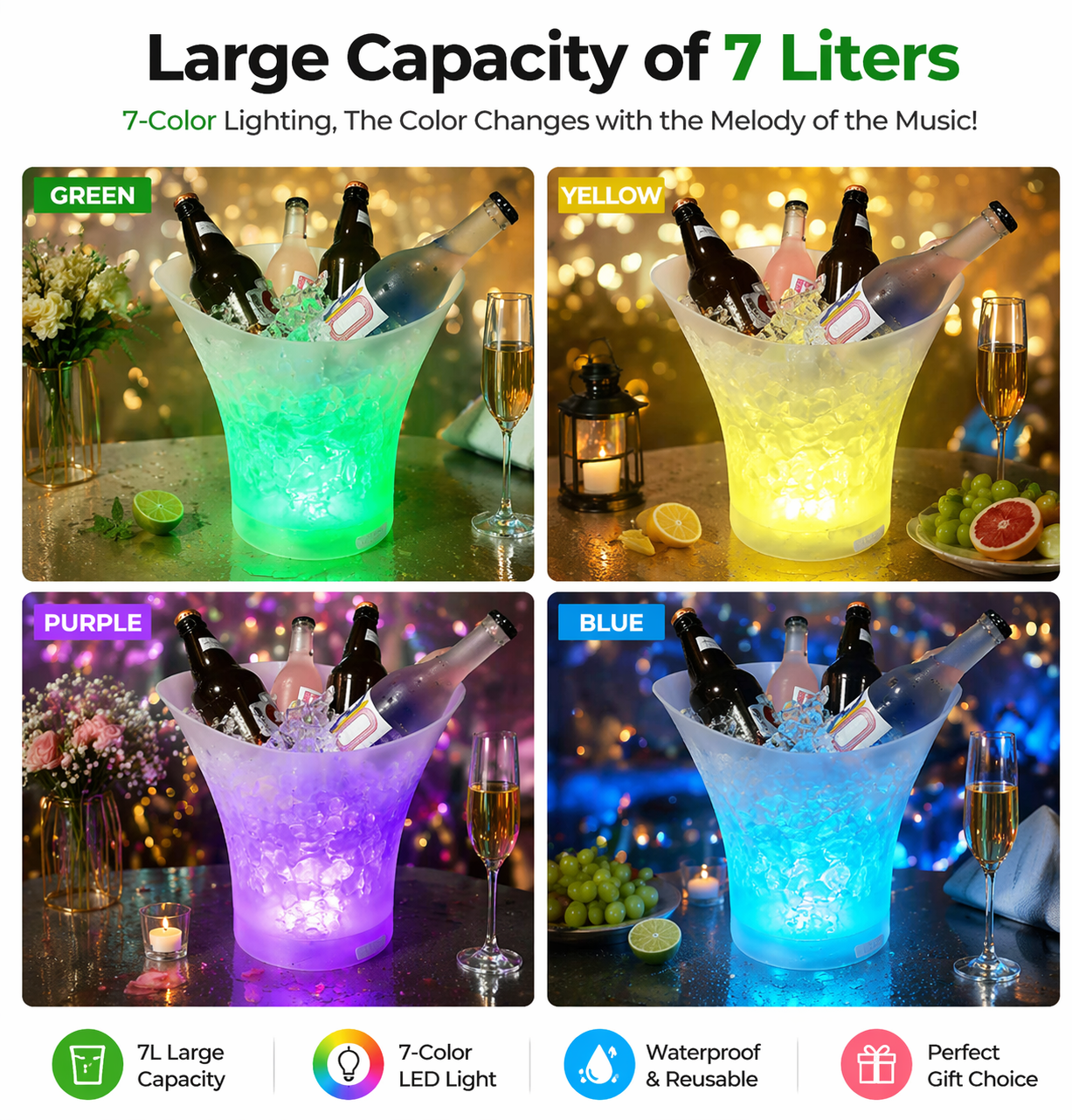 Glow Ice Bucket Speaker – 7L Bluetooth Party Bucket