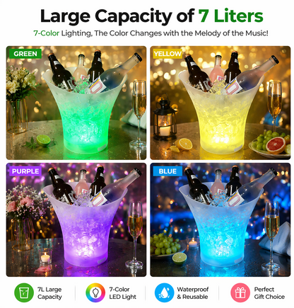 Glow Ice Bucket Speaker – 7L Bluetooth Party Bucket