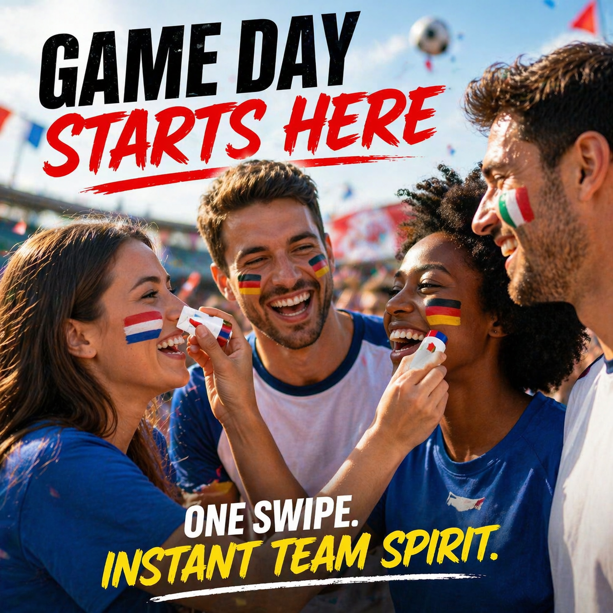 National Flag Face Paint Stick — 3 Colors for Game Day & Celebrations