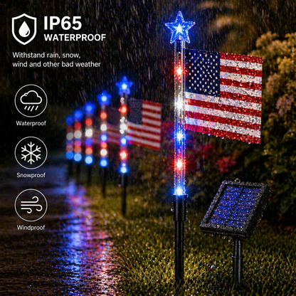 8-Piece Flag Light Set – 4th of July Decorations with 8 Lighting Modes – Ideal for Independence Day Pathways, Gardens, and Yard Decor