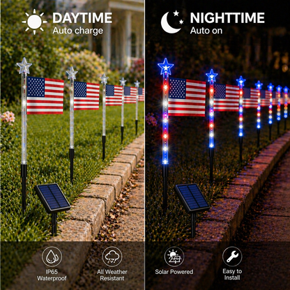 8-Piece Flag Light Set – 4th of July Decorations with 8 Lighting Modes – Ideal for Independence Day Pathways, Gardens, and Yard Decor