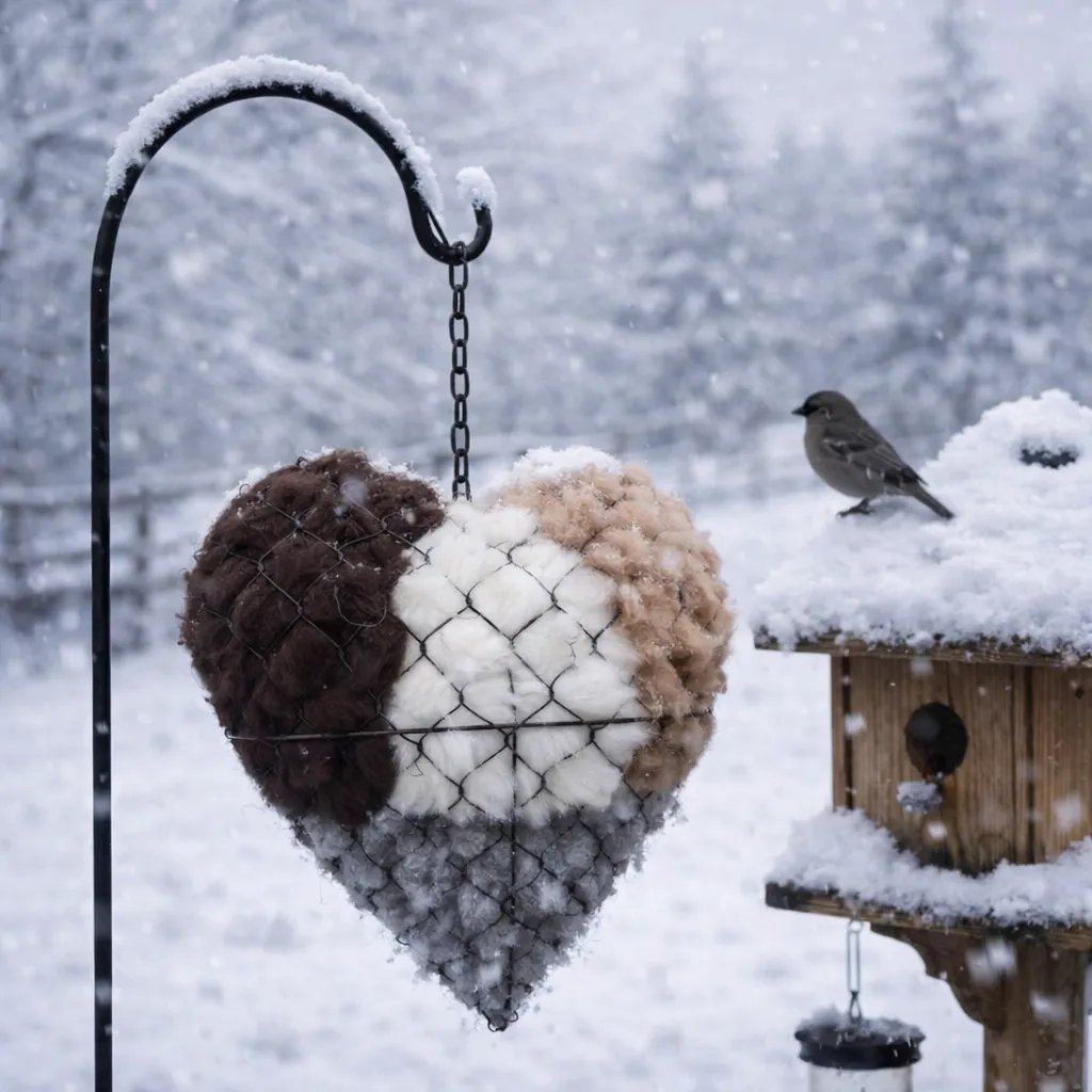 Handmade Alpaca Fiber Bird Nesting Heart for Birds🕊️