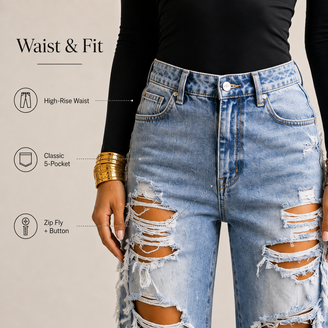 Distressed Straight-Leg Denim Jeans