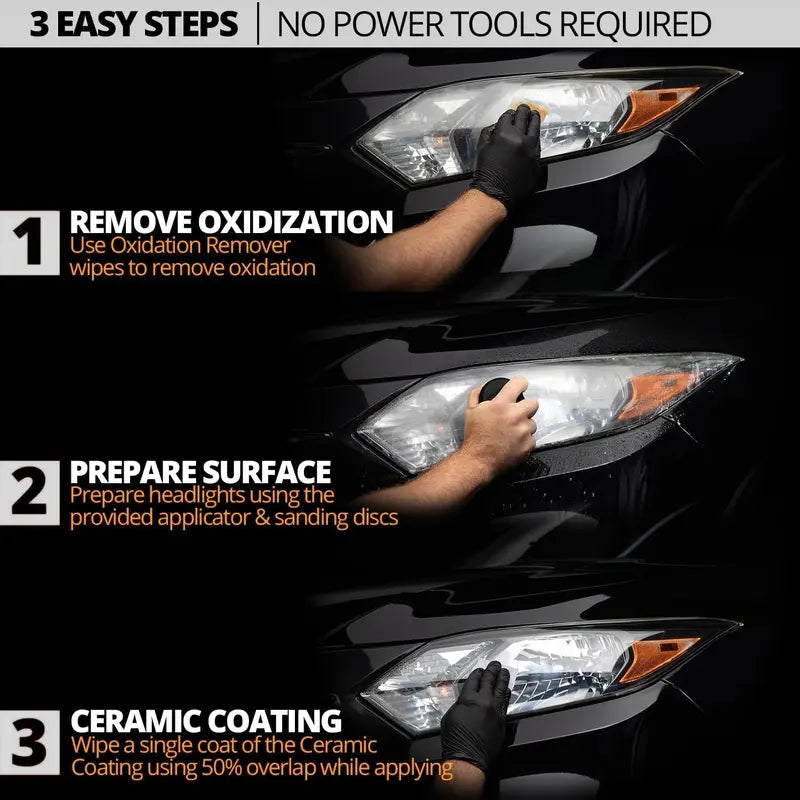 Instant Headlight Restoration Cleaner - Remove Yellowing & Restore Crystal Clarity
