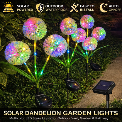 ☀️ Solar LED Dandelion Stake Lights 🌼Waterproof Outdoor Garden Lights for Lawn, Patio & Yard