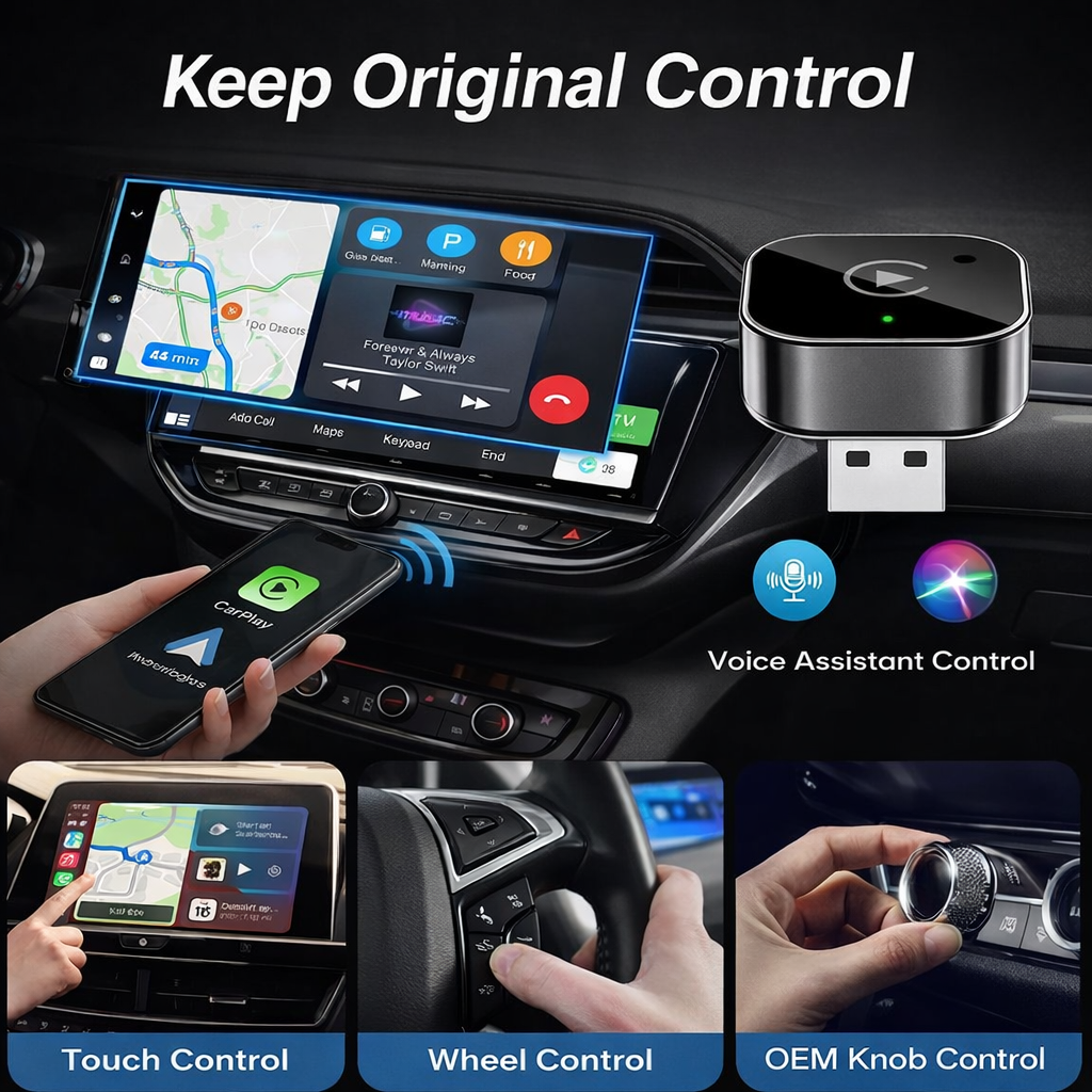 🚗 2026 Upgraded Wireless CarPlay Adapter – 2-in-1 CarPlay & Android Auto for Seamless Navigation & Entertainment