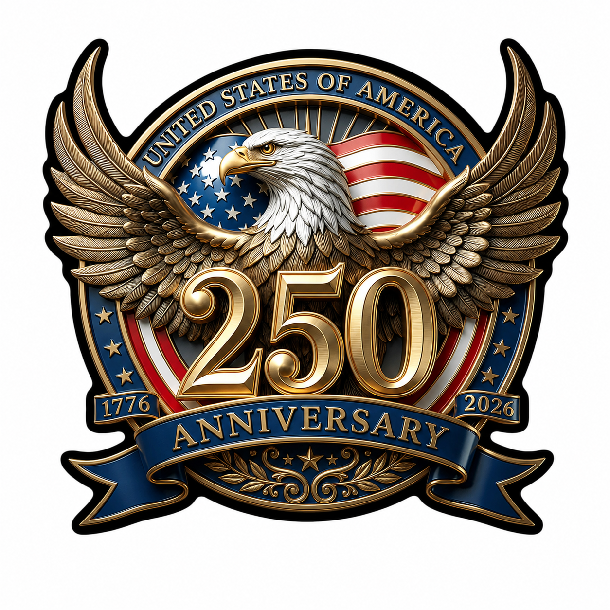 United States 250th Anniversary - Patriotic Flag Decal Sticker