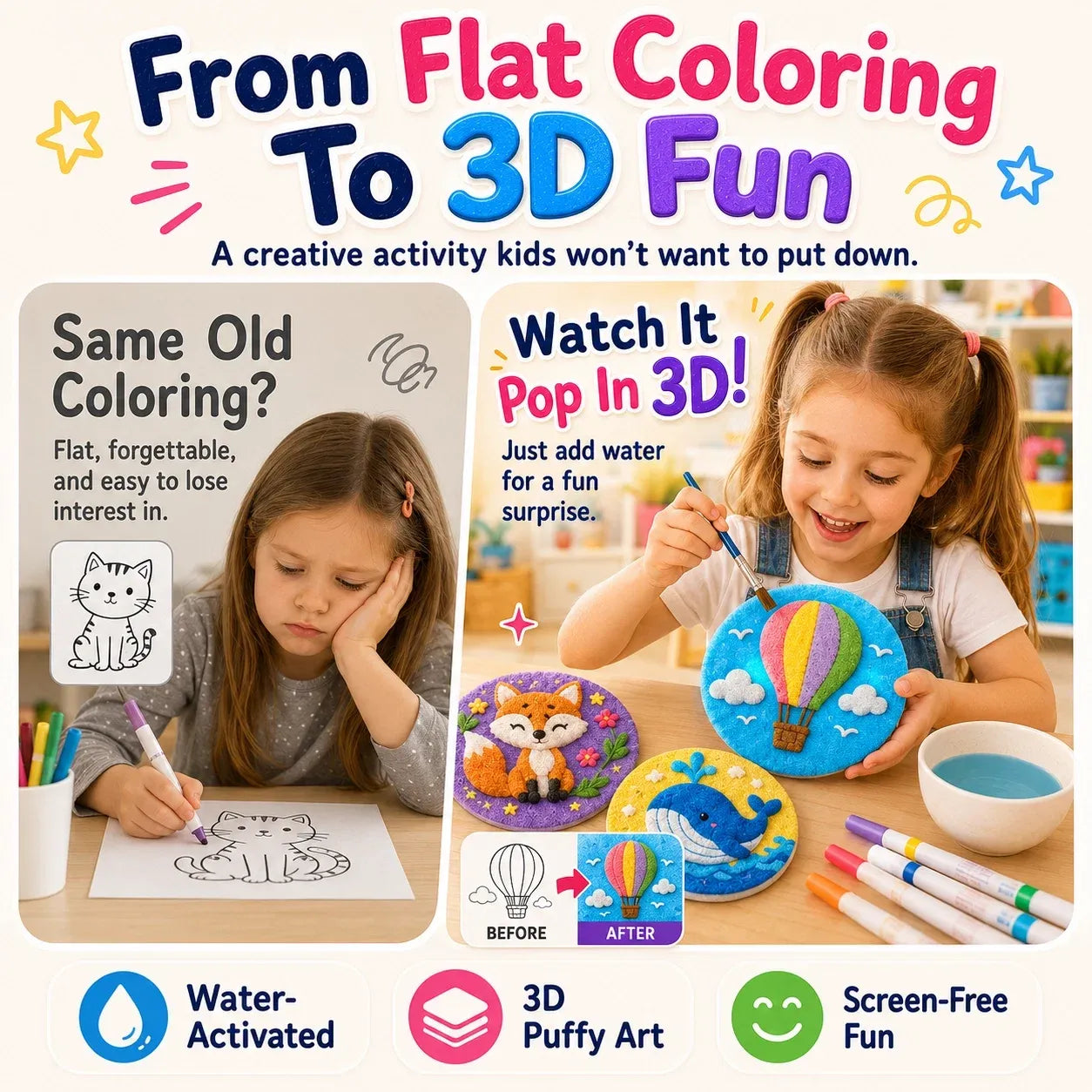 🔥🔥Last Day 69% off🔥3D Puffy Texture Paper- Turn Simple Drawings Into Fun Puffy 3D Art🪄