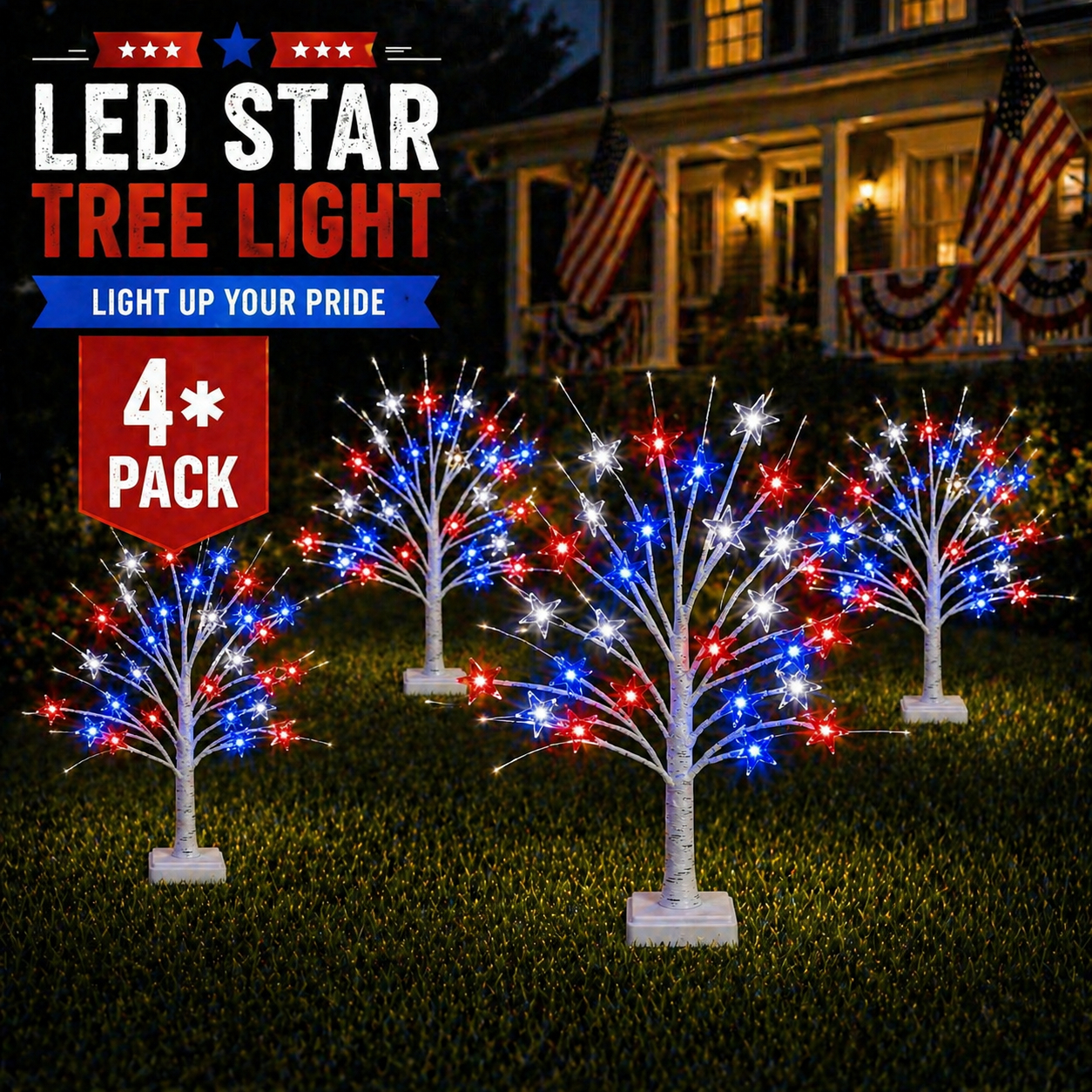 Deluxe Patriotic LED Star Tree Lights