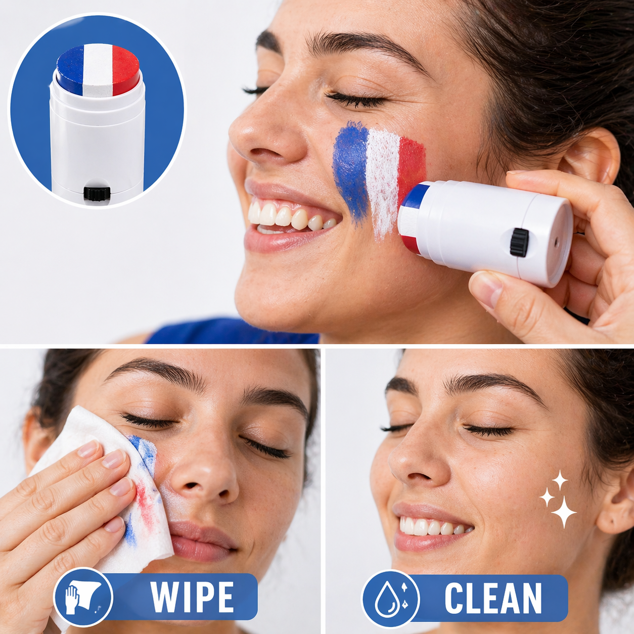 National Flag Face Paint Stick — 3 Colors for Game Day & Celebrations