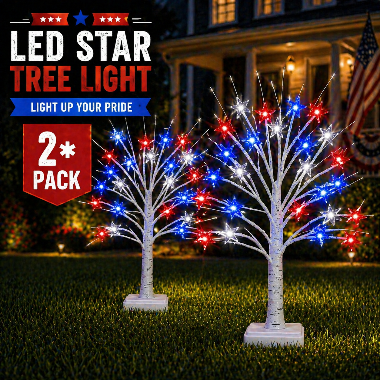 Deluxe Patriotic LED Star Tree Lights