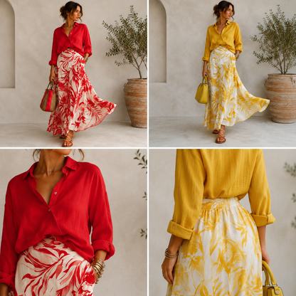 Boho Printed Two-Piece Maxi Skirt Set