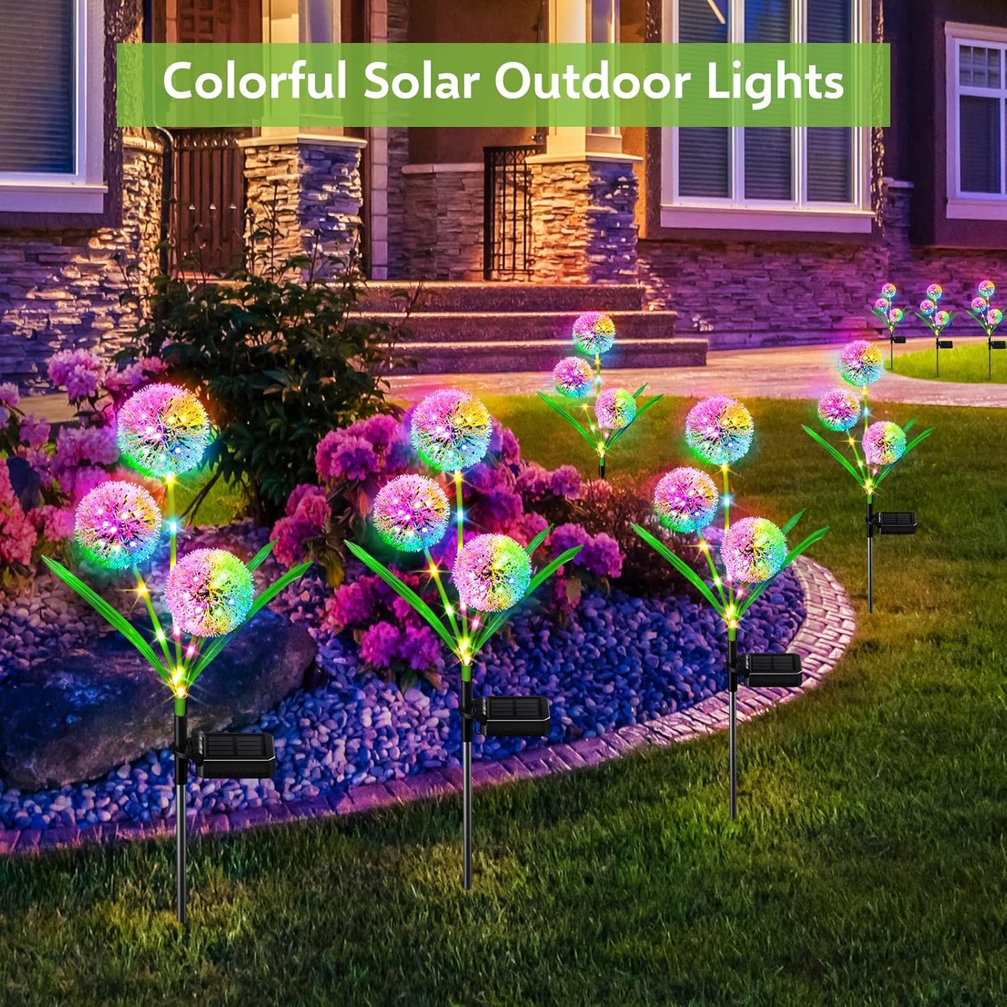 ☀️ Solar LED Dandelion Stake Lights 🌼Waterproof Outdoor Garden Lights for Lawn, Patio & Yard