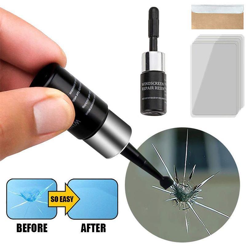Windshield Crack Repair Kit – Advanced Resin, Curing Film & Scraper for Quick, Invisible Fixes – Long-Lasting Protection