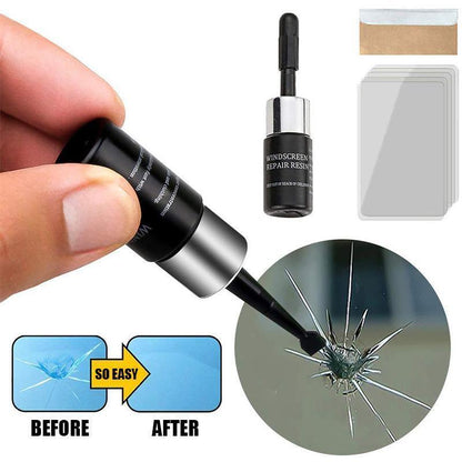 Windshield Crack Repair Kit – Advanced Resin, Curing Film & Scraper for Quick, Invisible Fixes – Long-Lasting Protection