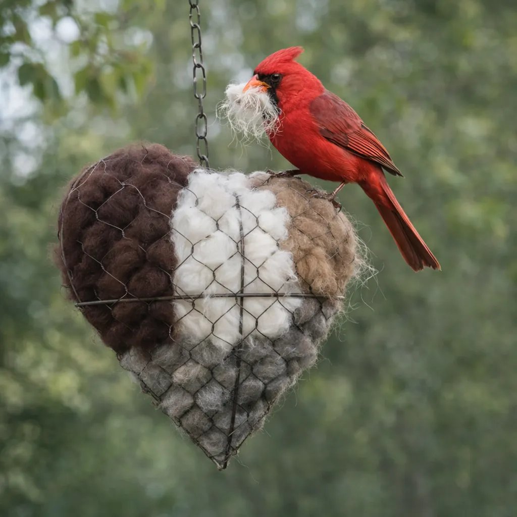 Handmade Alpaca Fiber Bird Nesting Heart for Birds🕊️