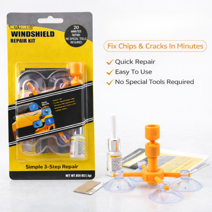 Windshield Crack Repair Kit – Advanced Resin, Curing Film & Scraper for Quick, Invisible Fixes – Long-Lasting Protection