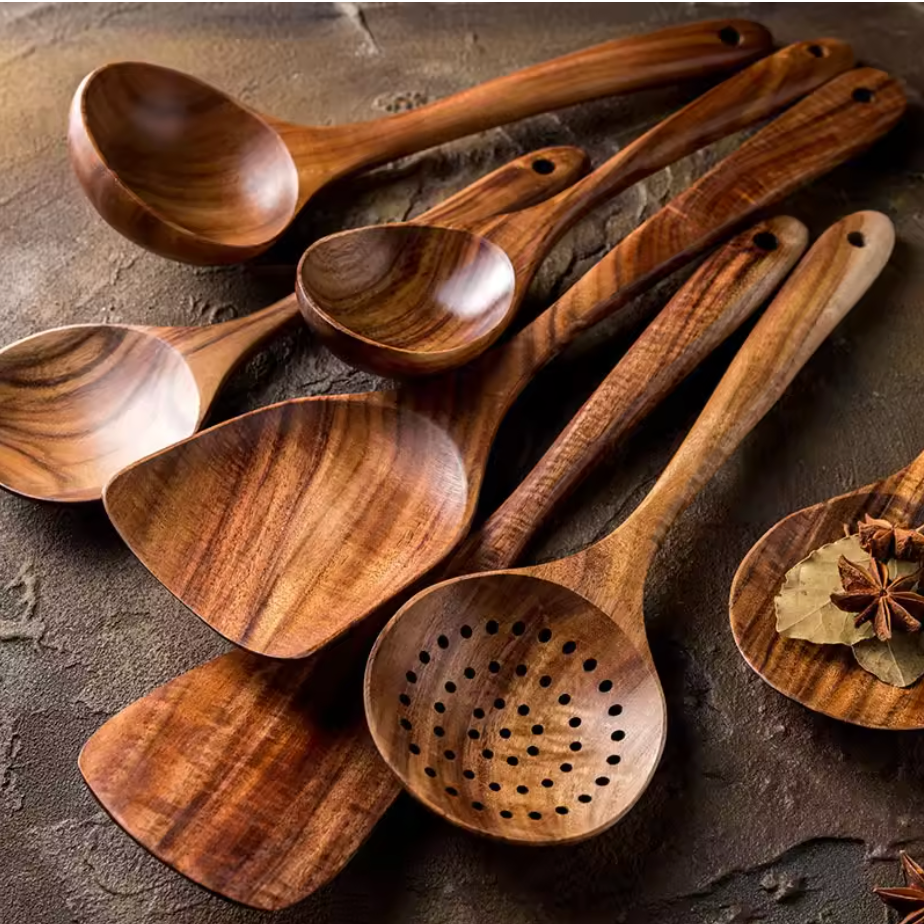 Natural Teak Wooden Utensil Set