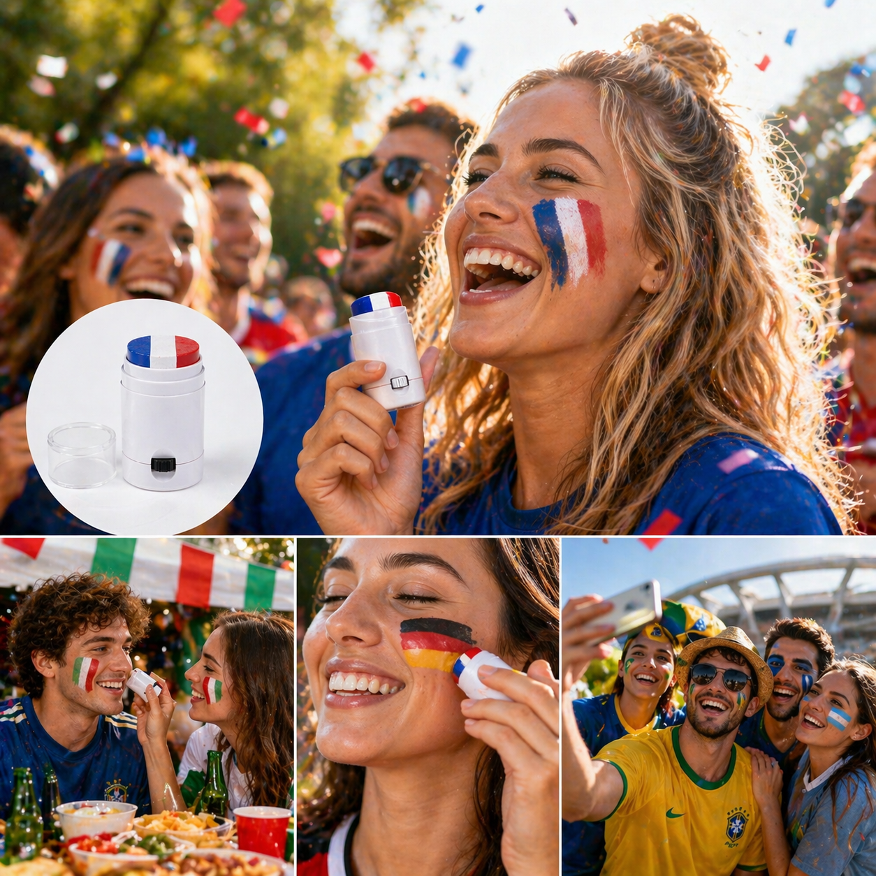National Flag Face Paint Stick — 3 Colors for Game Day & Celebrations