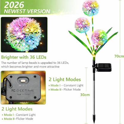 ☀️ Solar LED Dandelion Stake Lights 🌼Waterproof Outdoor Garden Lights for Lawn, Patio & Yard