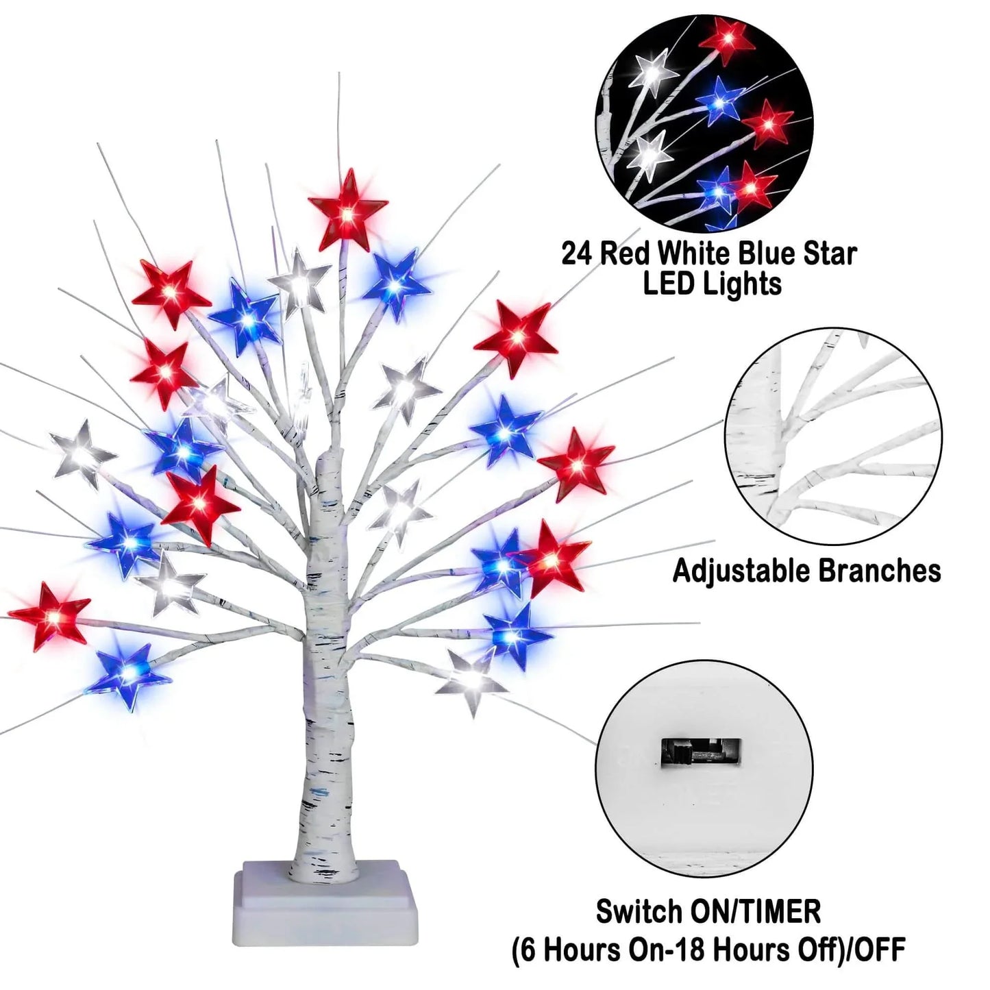 Deluxe Patriotic LED Star Tree Lights