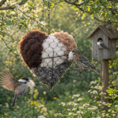 Handmade Alpaca Fiber Bird Nesting Heart for Birds🕊️
