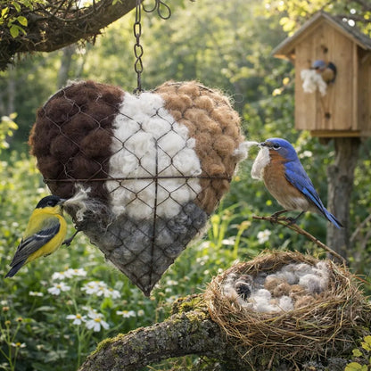 Handmade Alpaca Fiber Bird Nesting Heart for Birds🕊️
