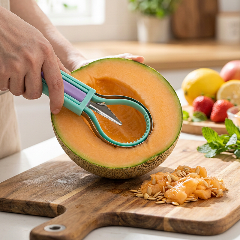 The 3-in-1 Multi-Function Melon Ball Scoop & Carving Knife Set