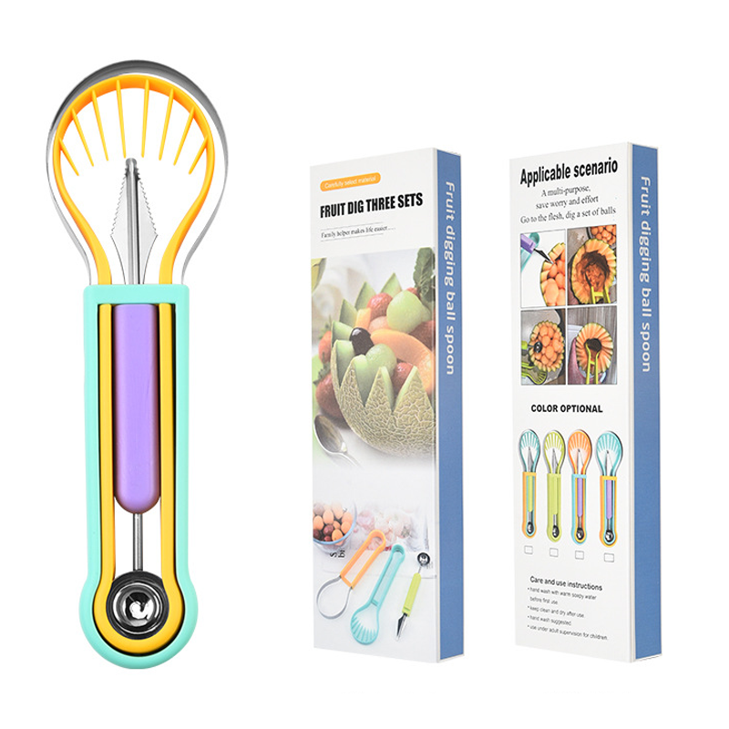 The 3-in-1 Multi-Function Melon Ball Scoop & Carving Knife Set