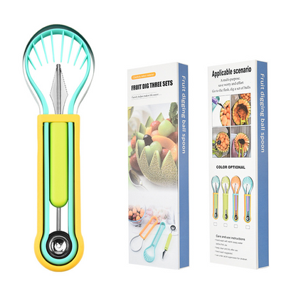 The 3-in-1 Multi-Function Melon Ball Scoop & Carving Knife Set