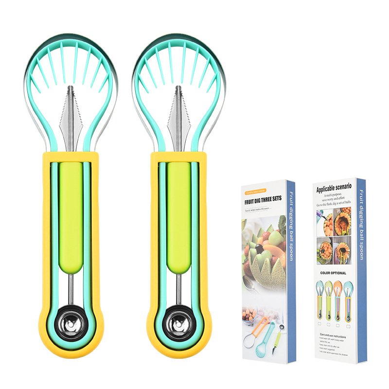 The 3-in-1 Multi-Function Melon Ball Scoop & Carving Knife Set