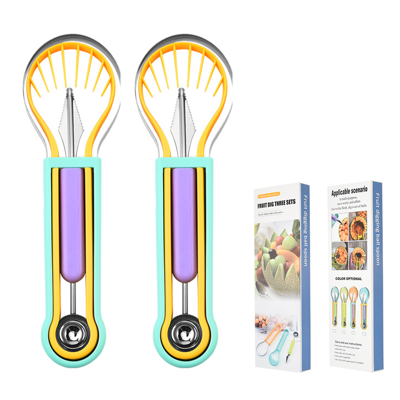 The 3-in-1 Multi-Function Melon Ball Scoop & Carving Knife Set