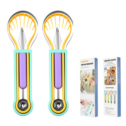 The 3-in-1 Multi-Function Melon Ball Scoop & Carving Knife Set