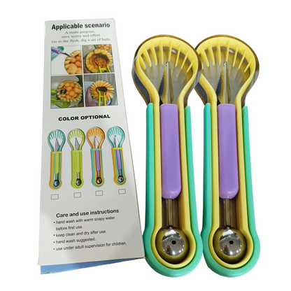 The 3-in-1 Multi-Function Melon Ball Scoop & Carving Knife Set